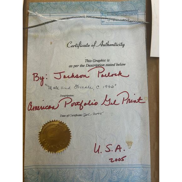 Jackson Pollack Male and Female American Portfolio Gel print “circa 1942” - Picture 6 of 7